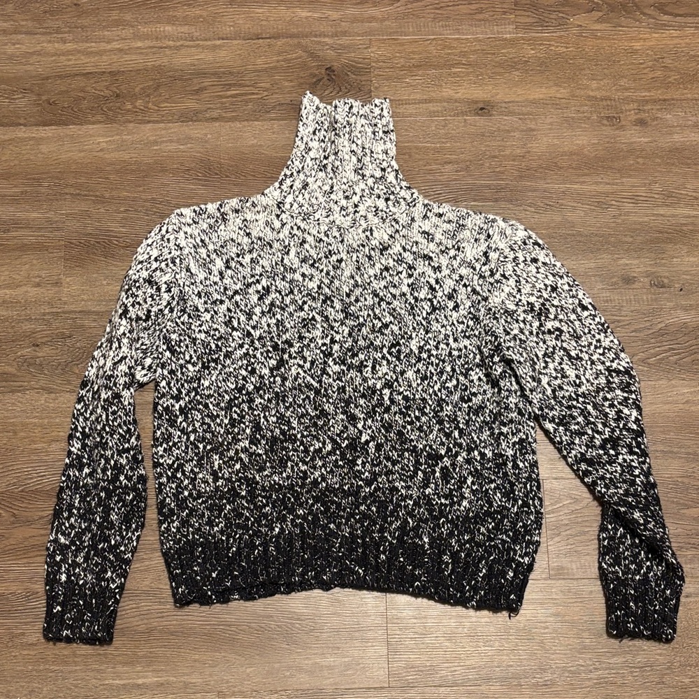 women’s black and white turtleneck sweater